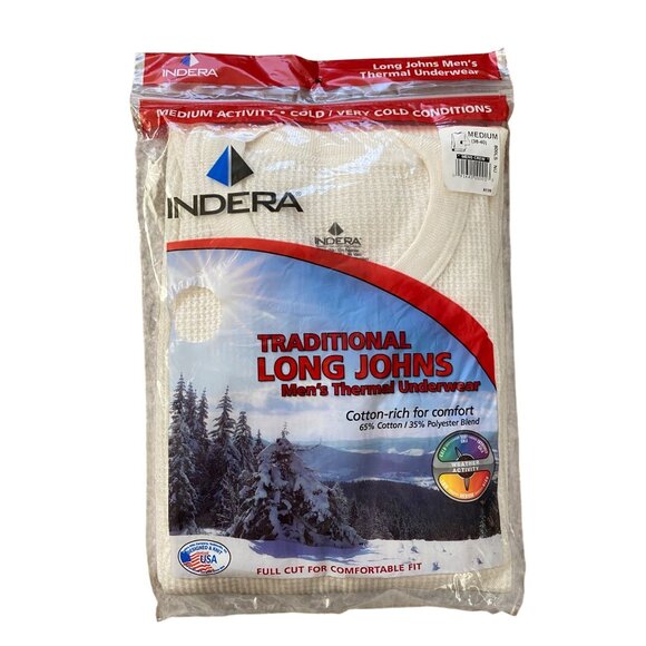 Indera Traditional Long John Mens Thermal Crewneck NEW IN PACKAGE - Picture 2 of 5
